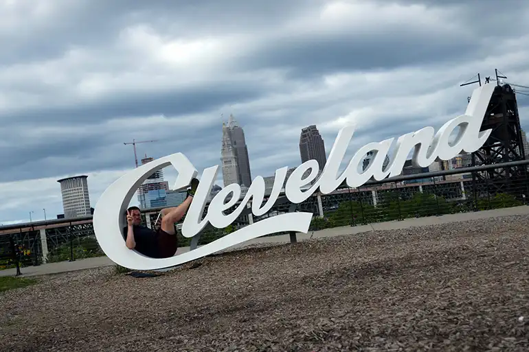 Solo reizen Amerika Cleveland Ohio sign